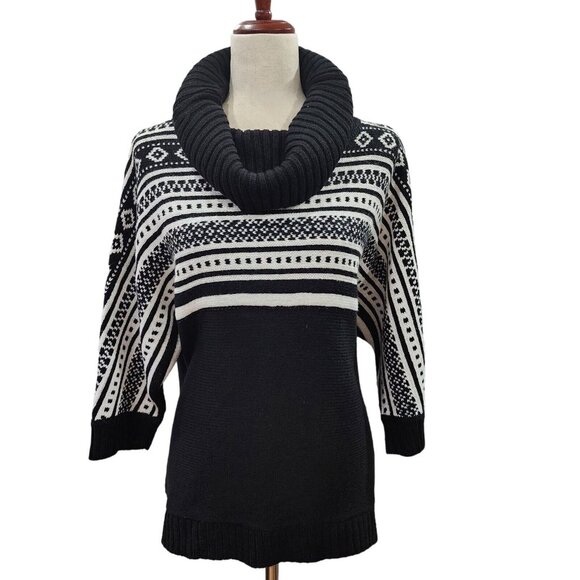 Dressbarn Womens Black And White‎ Sweater Cowl Neck Size Medium - Picture 13 of 14